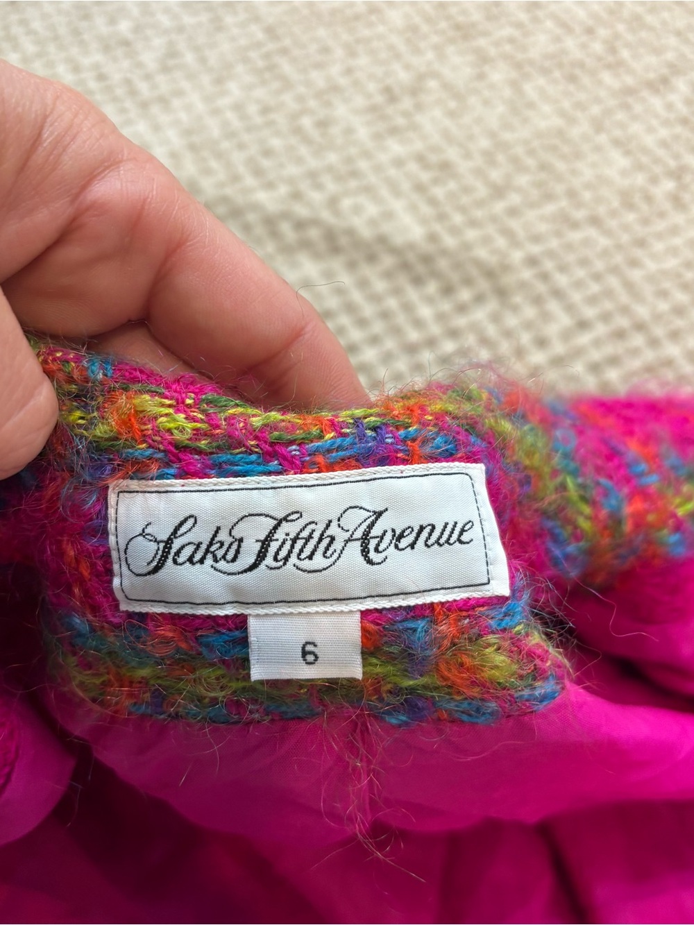 Rare Vintage Saks Fifth Ave Brand Wool and Mohair Jacket Size 6 - Picture 6 of 10